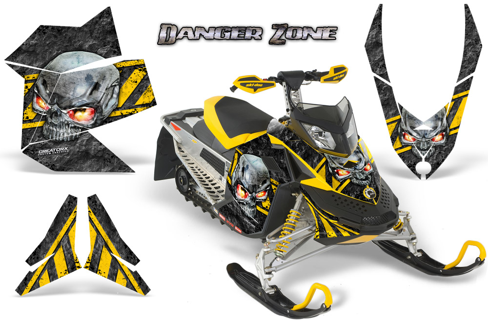 Skidoo REV XP Graphics Kit Danger Zone Yellow